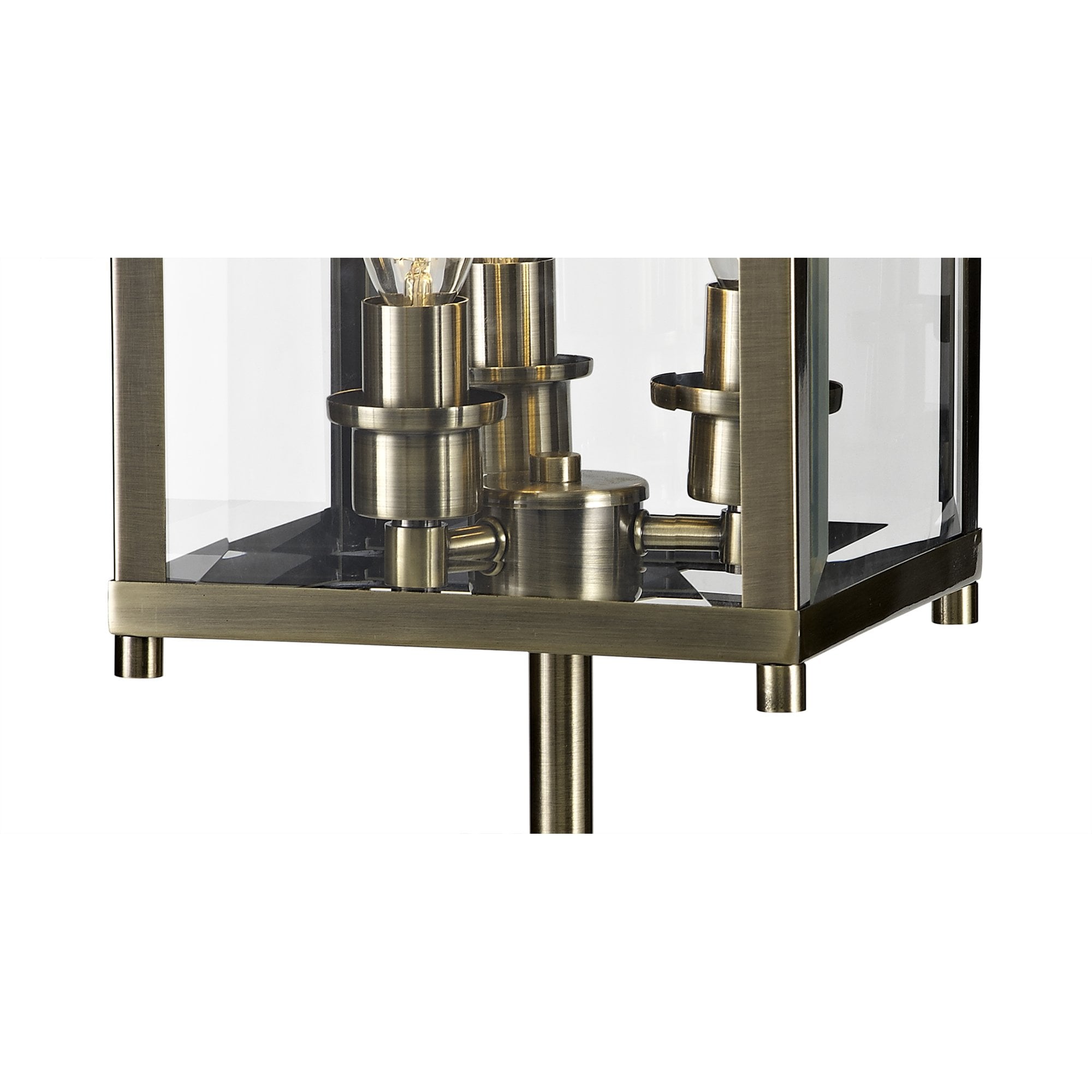 IL31117 Aston Table Lamp 3 Light E14 Antique Brass/Glass