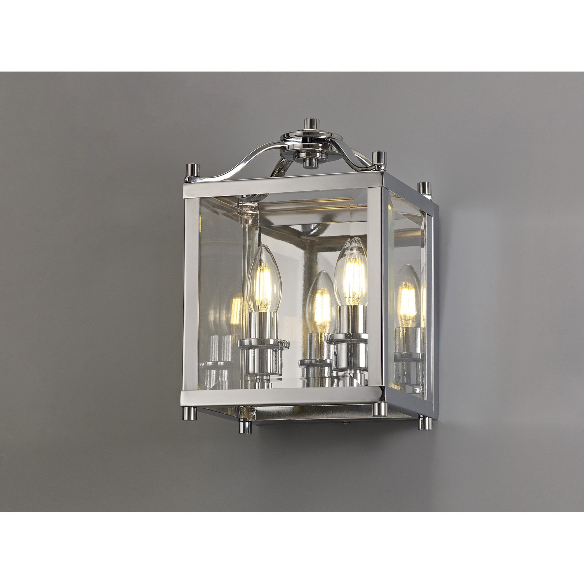 IL31106 Aston Wall Light 2 Light E14 Polished Chrome/Glass