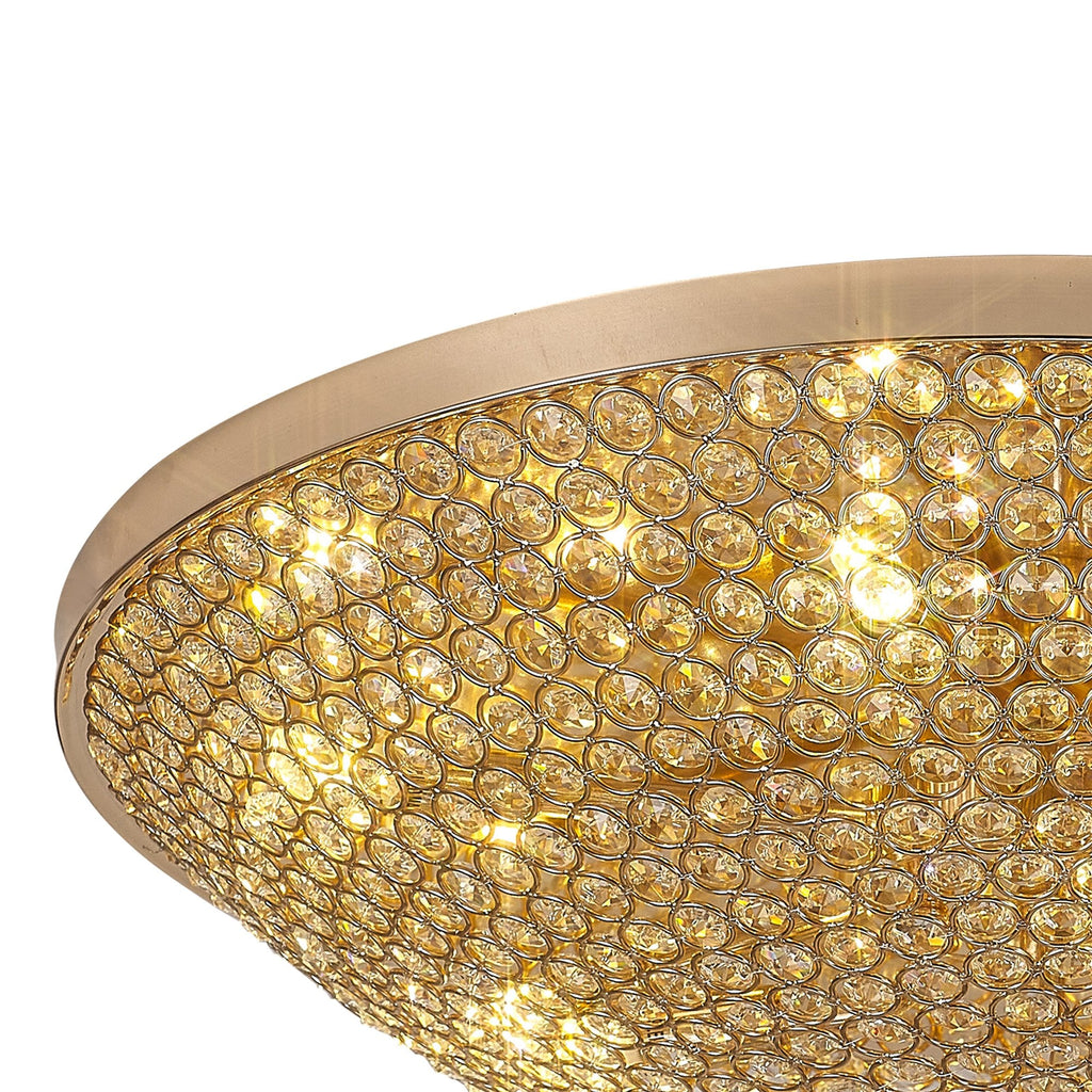 IL30763 Ava Flush Ceiling 9 Light G9 French Gold/Crystal