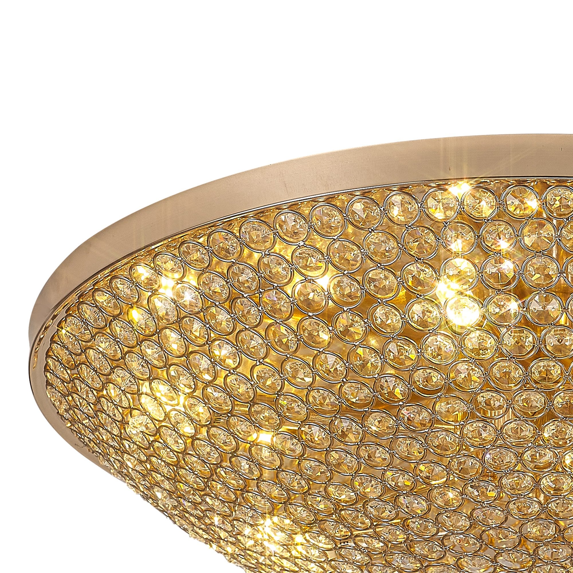 IL30763 Ava Flush Ceiling 9 Light G9 French Gold/Crystal