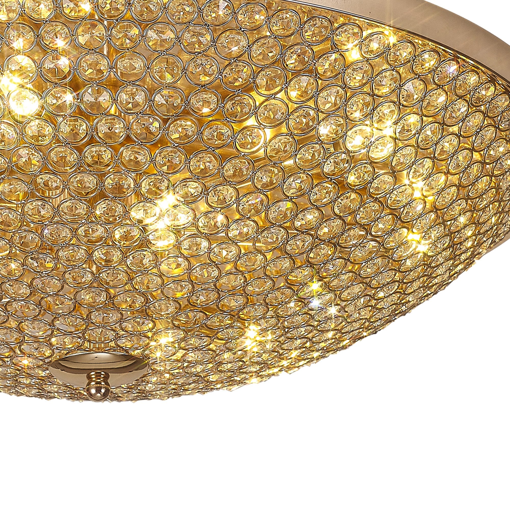 IL30763 Ava Flush Ceiling 9 Light G9 French Gold/Crystal