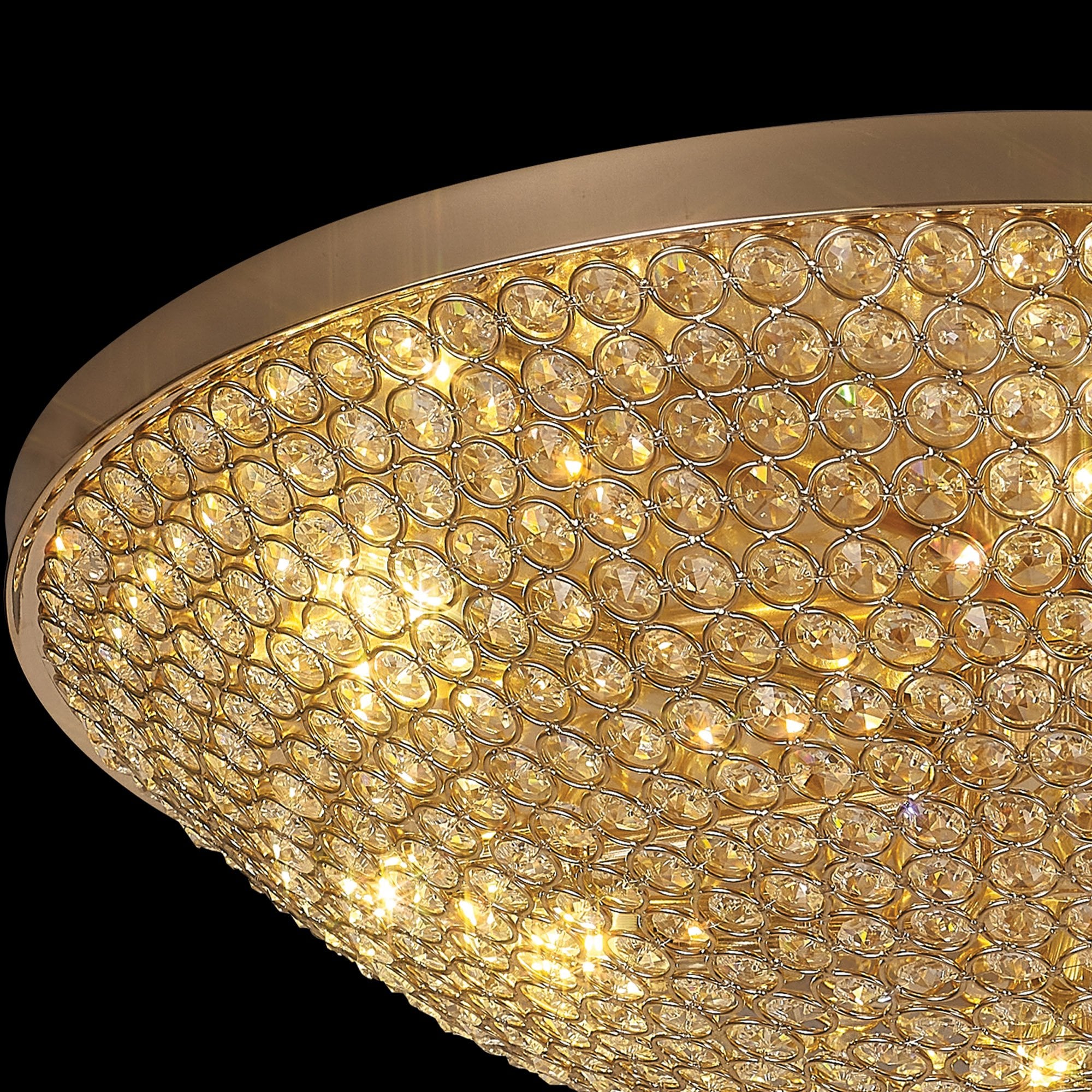 IL30763 Ava Flush Ceiling 9 Light G9 French Gold/Crystal