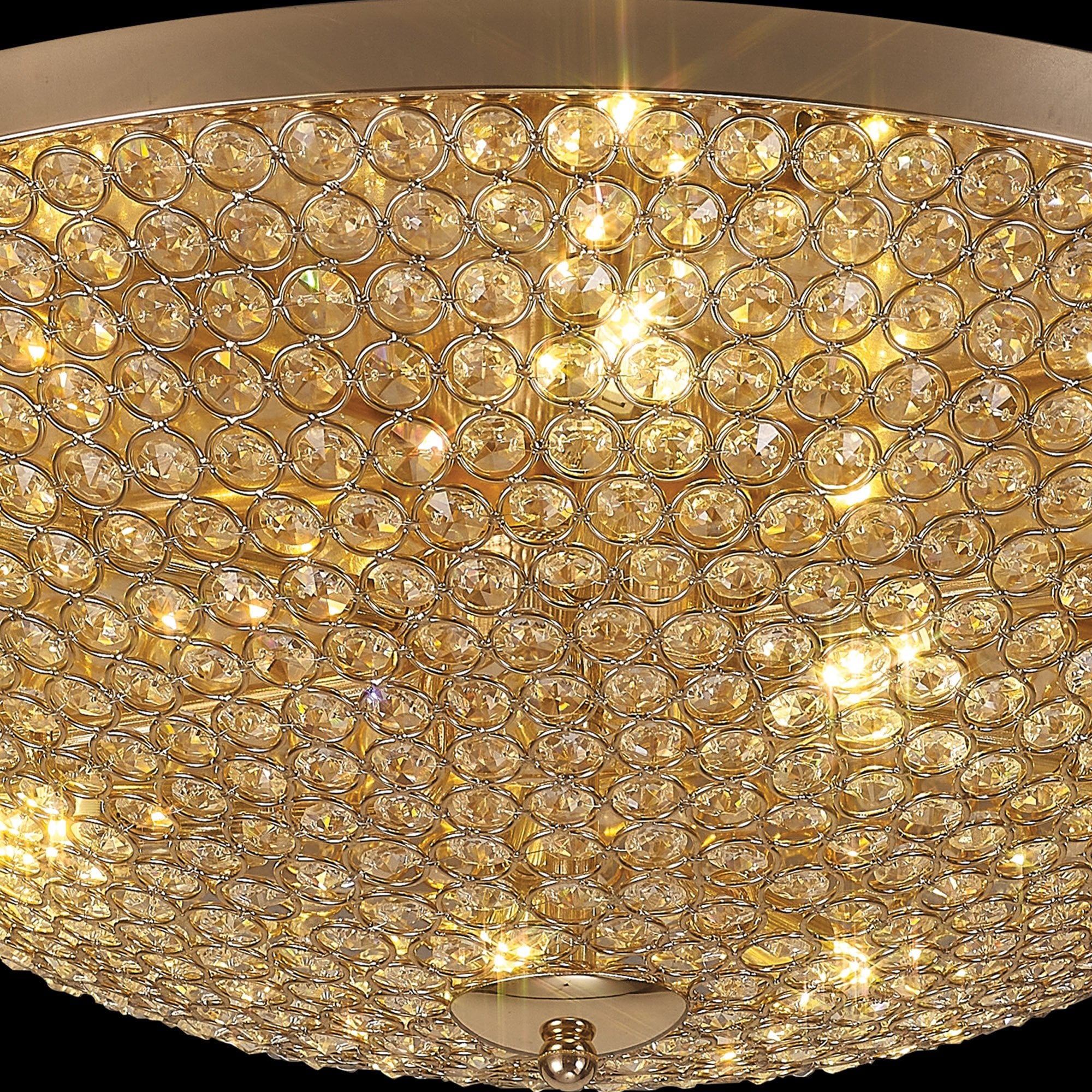 IL30763 Ava Flush Ceiling 9 Light G9 French Gold/Crystal