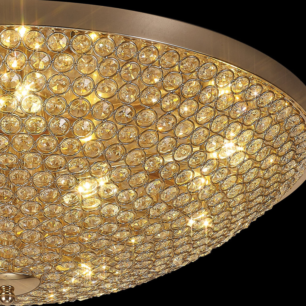IL30763 Ava Flush Ceiling 9 Light G9 French Gold/Crystal
