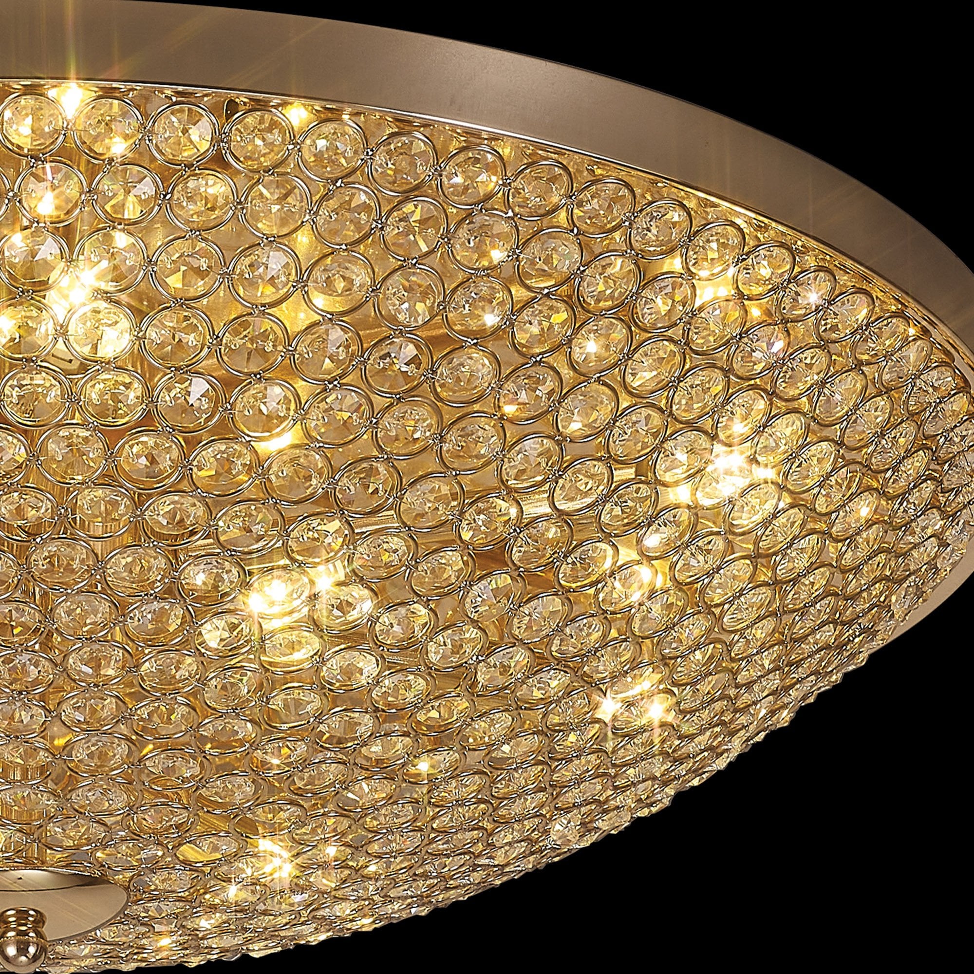 IL30763 Ava Flush Ceiling 9 Light G9 French Gold/Crystal
