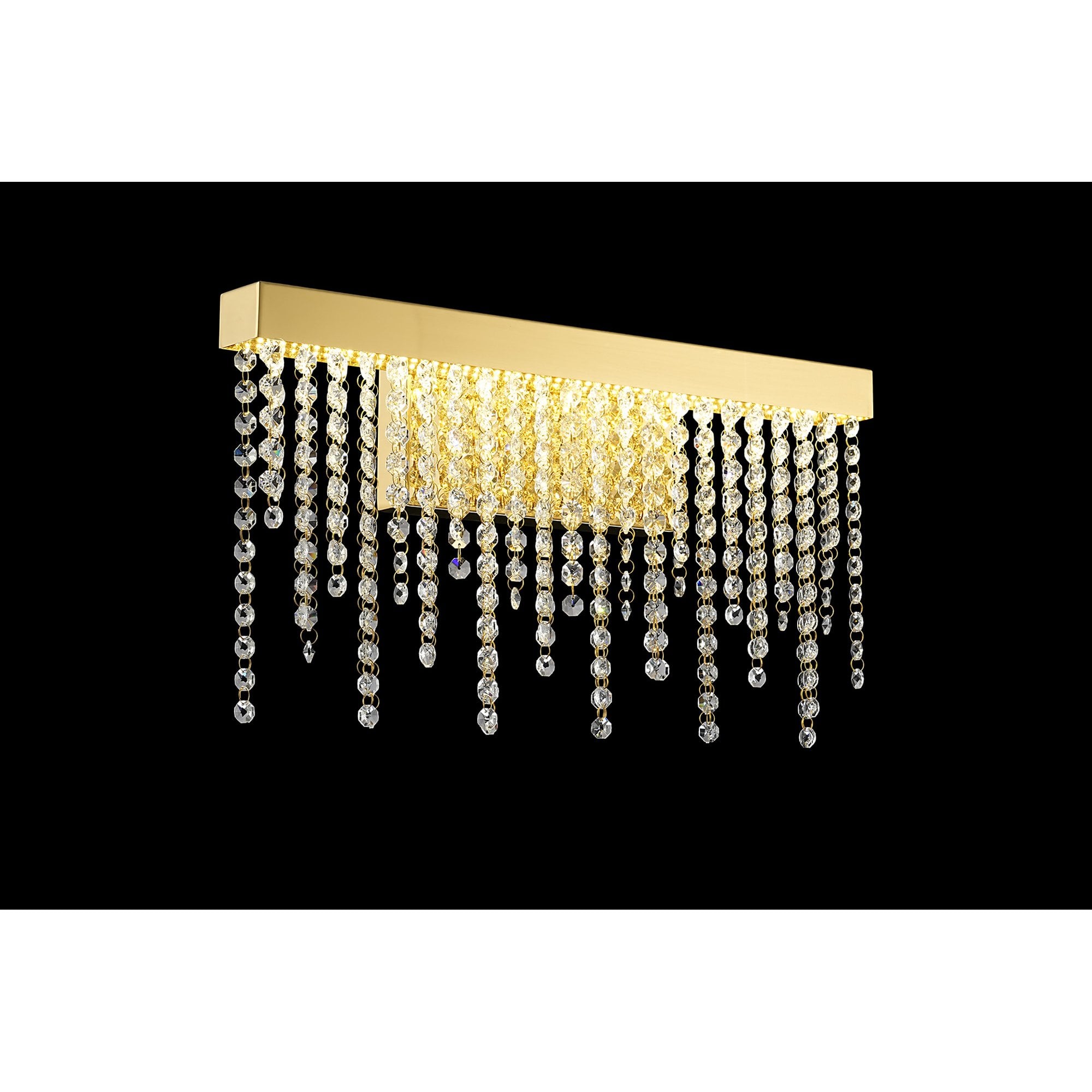 IL32880 Bano Medium Dimmable Wall Light 9W LED French Gold / Crystal Chain