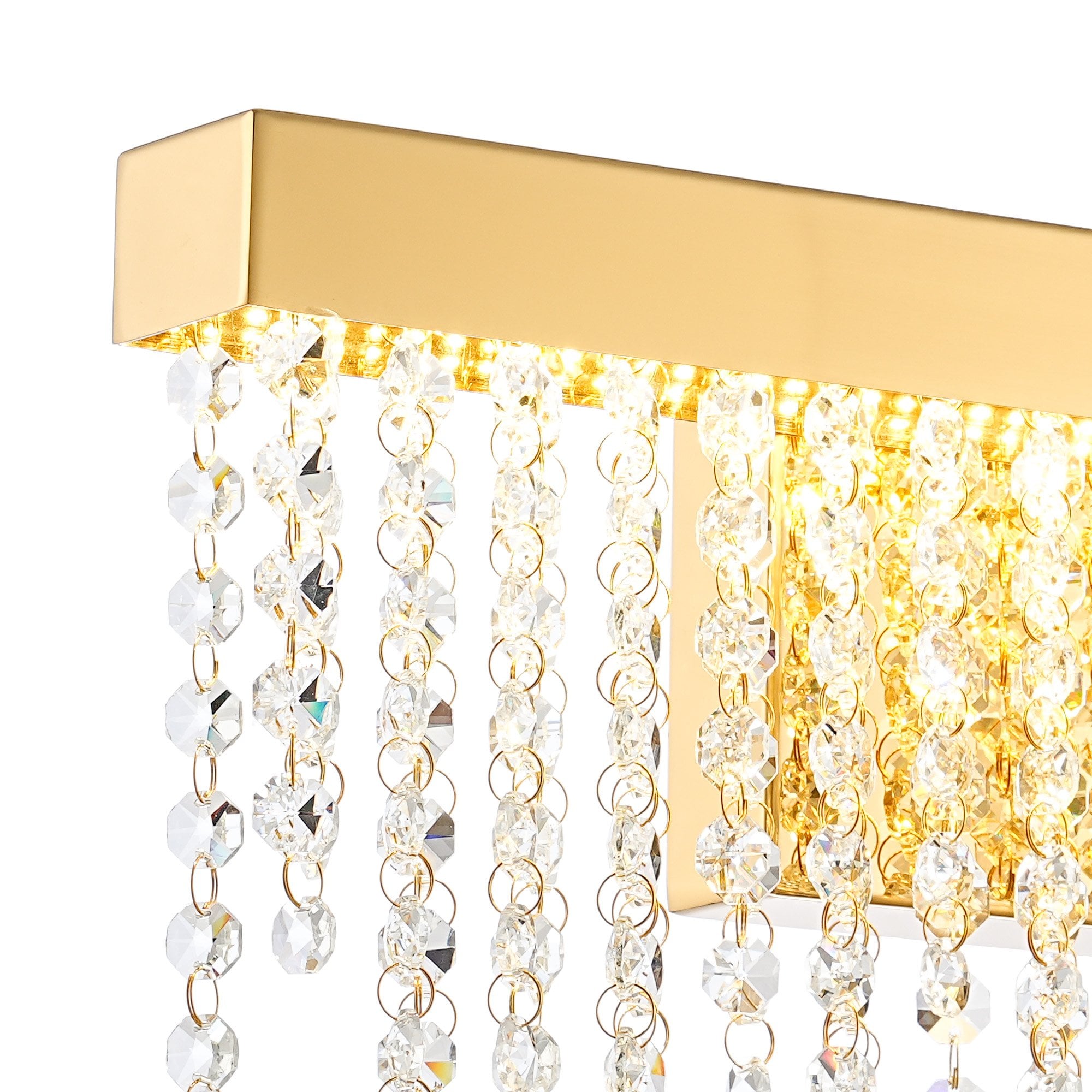 IL32880 Bano Medium Dimmable Wall Light 9W LED French Gold / Crystal Chain