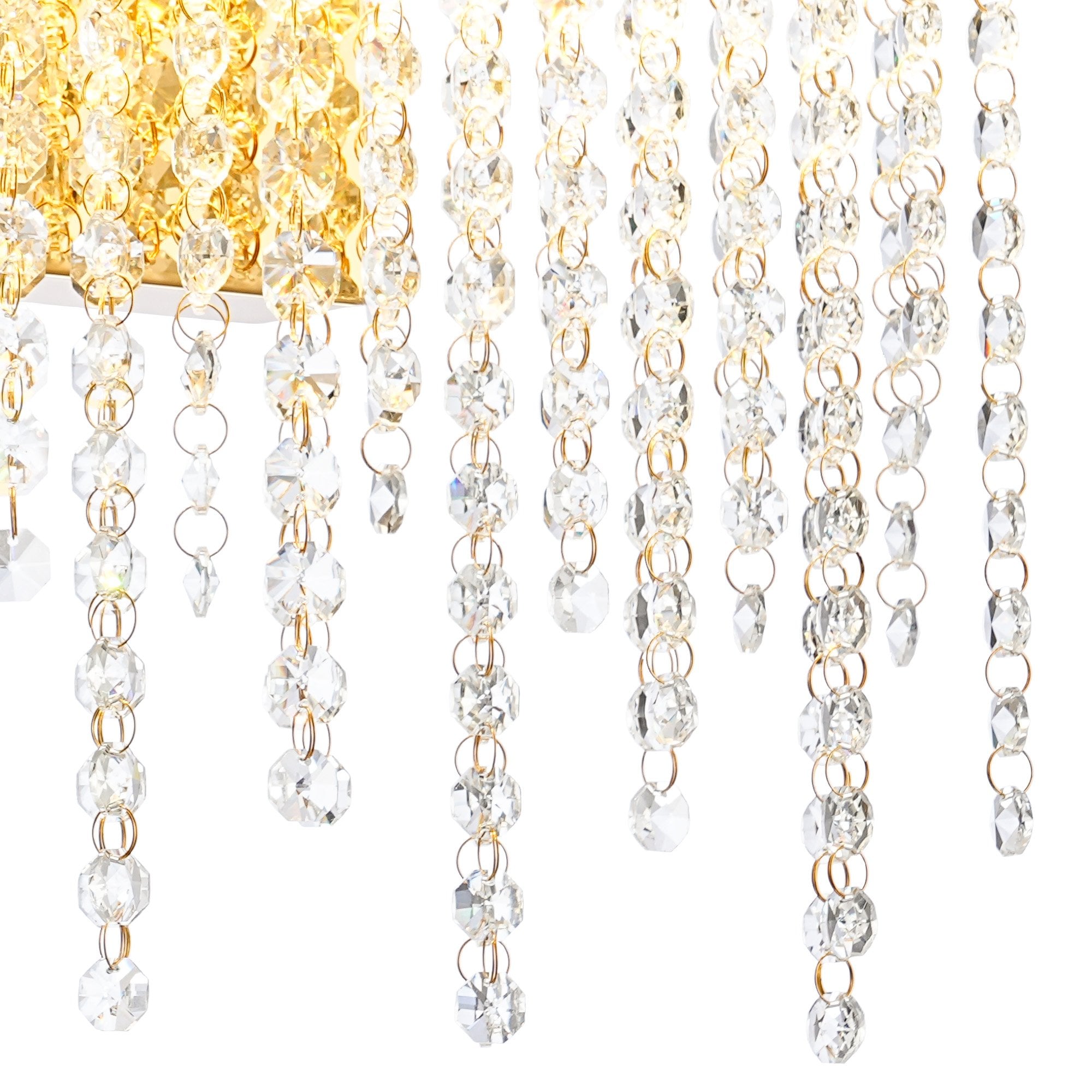 IL32880 Bano Medium Dimmable Wall Light 9W LED French Gold / Crystal Chain