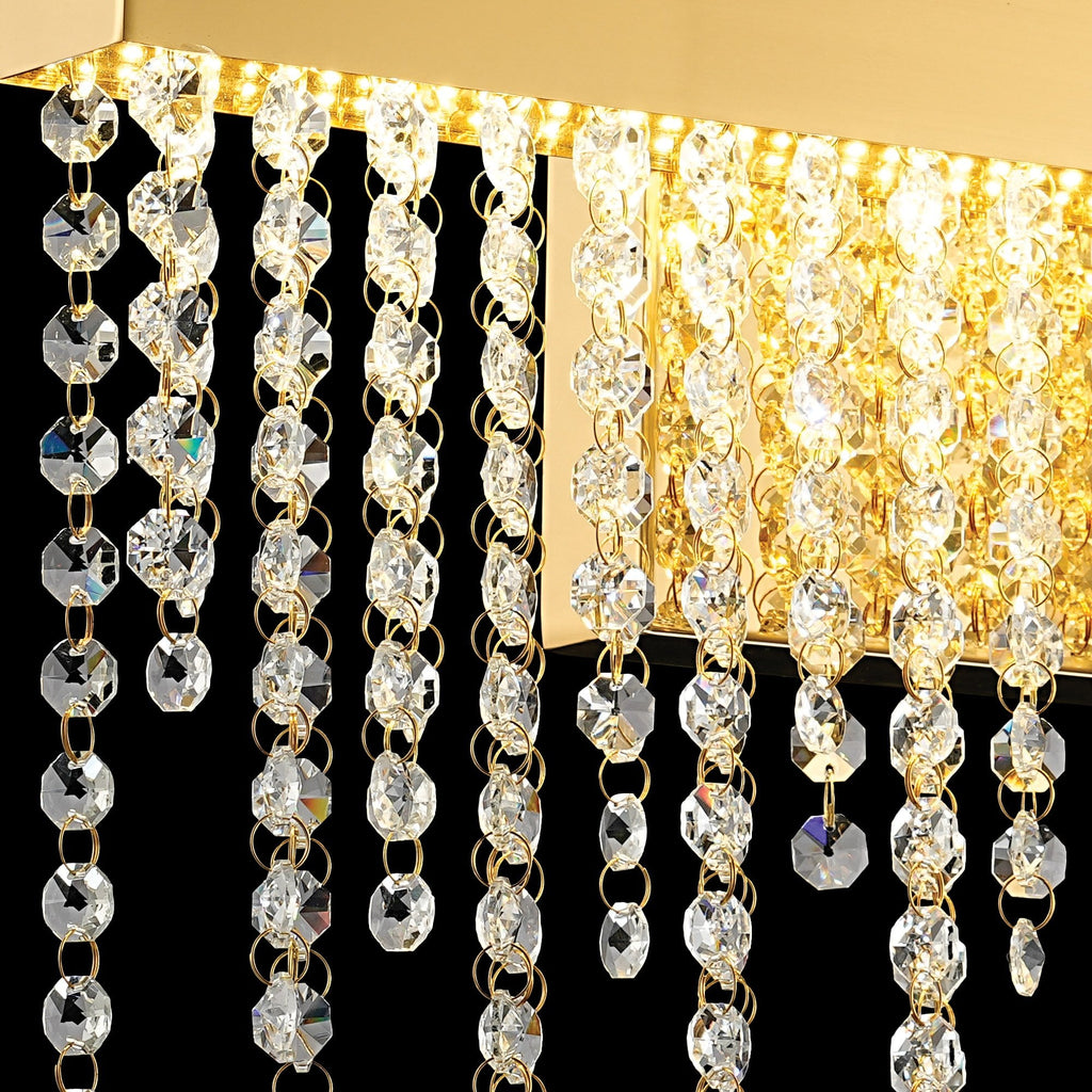 IL32880 Bano Medium Dimmable Wall Light 9W LED French Gold / Crystal Chain