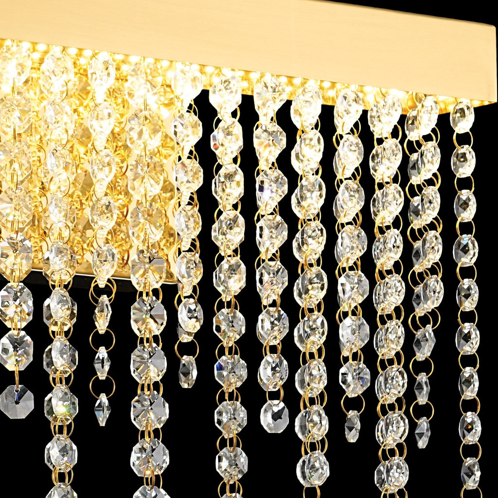 IL32880 Bano Medium Dimmable Wall Light 9W LED French Gold / Crystal Chain