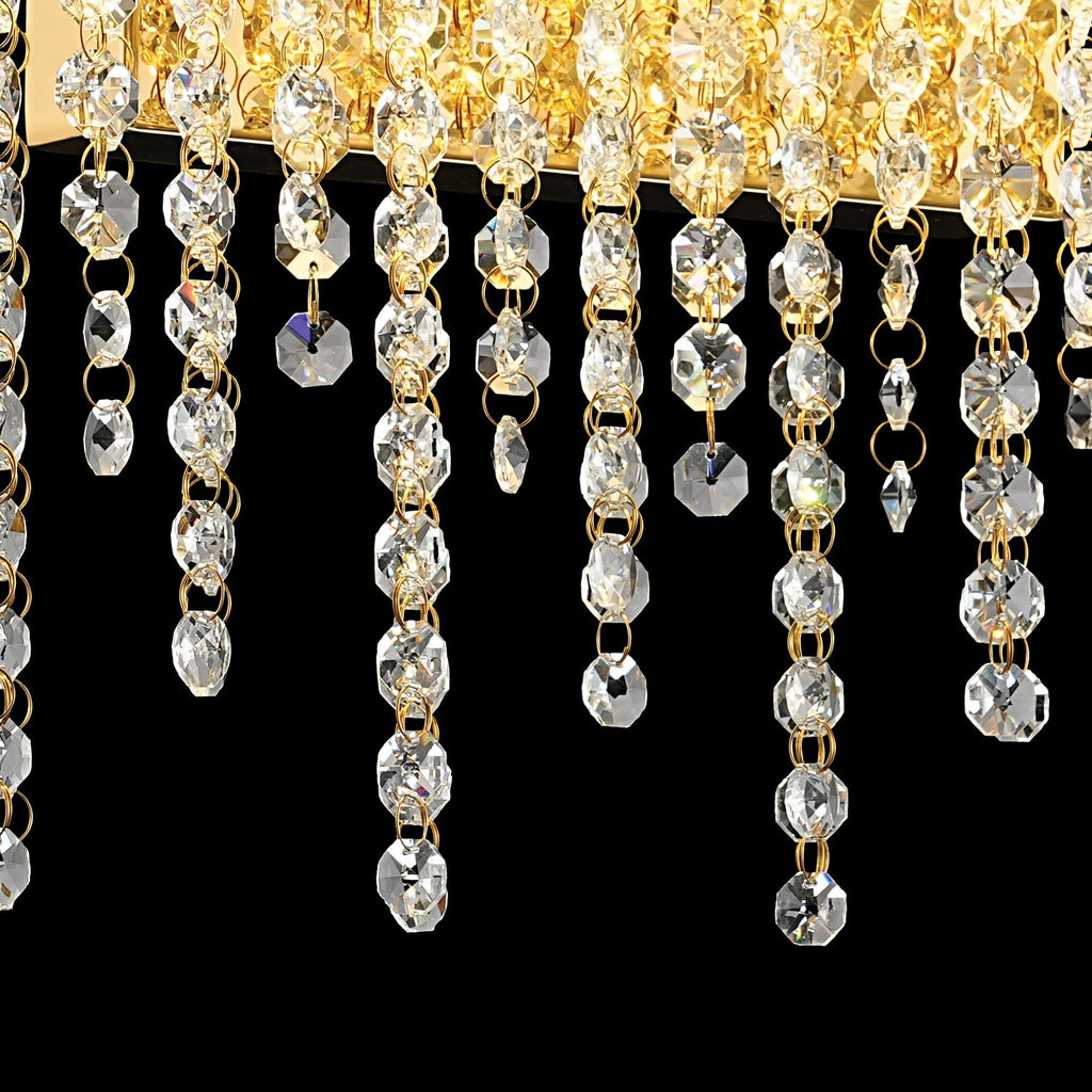 IL32880 Bano Medium Dimmable Wall Light 9W LED French Gold / Crystal Chain