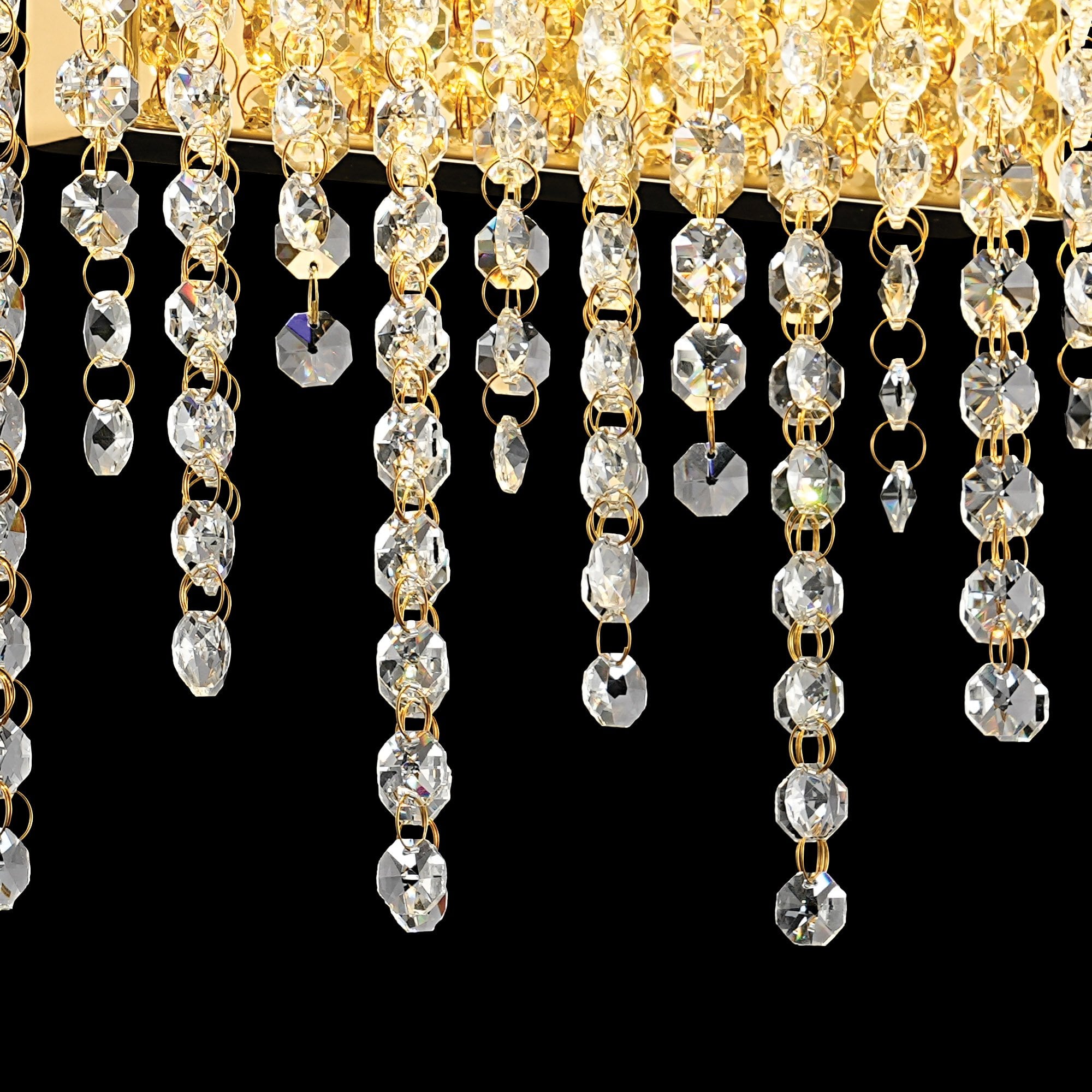 IL32880 Bano Medium Dimmable Wall Light 9W LED French Gold / Crystal Chain
