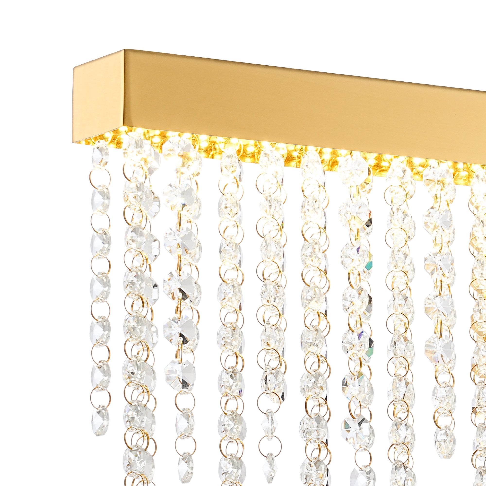 IL32881 Bano Large Dimmable Wall Light 12W LED French Gold / Crystal Chain