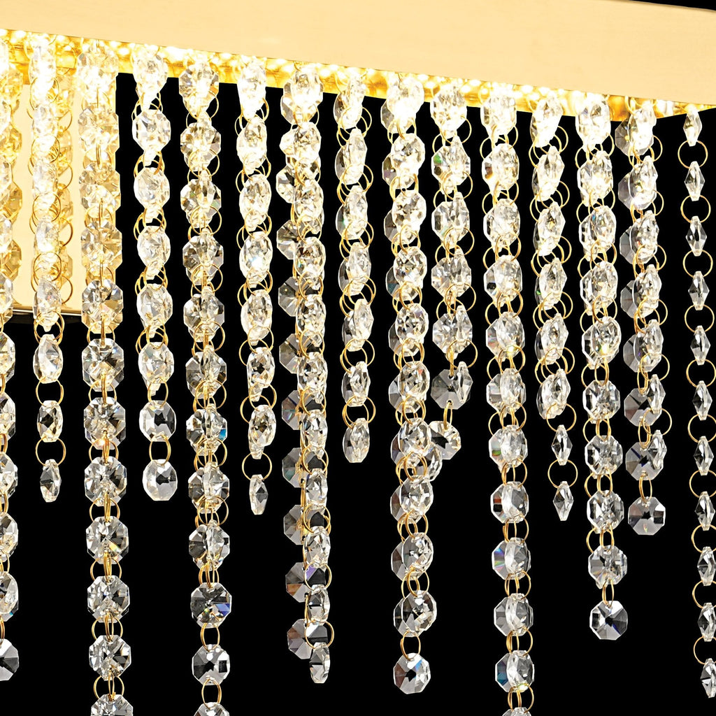 IL32881 Bano Large Dimmable Wall Light 12W LED French Gold / Crystal Chain