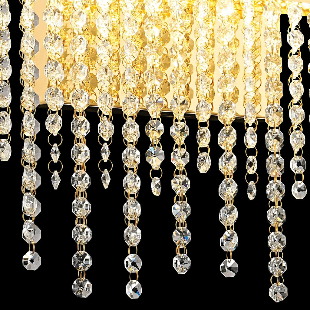 IL32881 Bano Large Dimmable Wall Light 12W LED French Gold / Crystal Chain