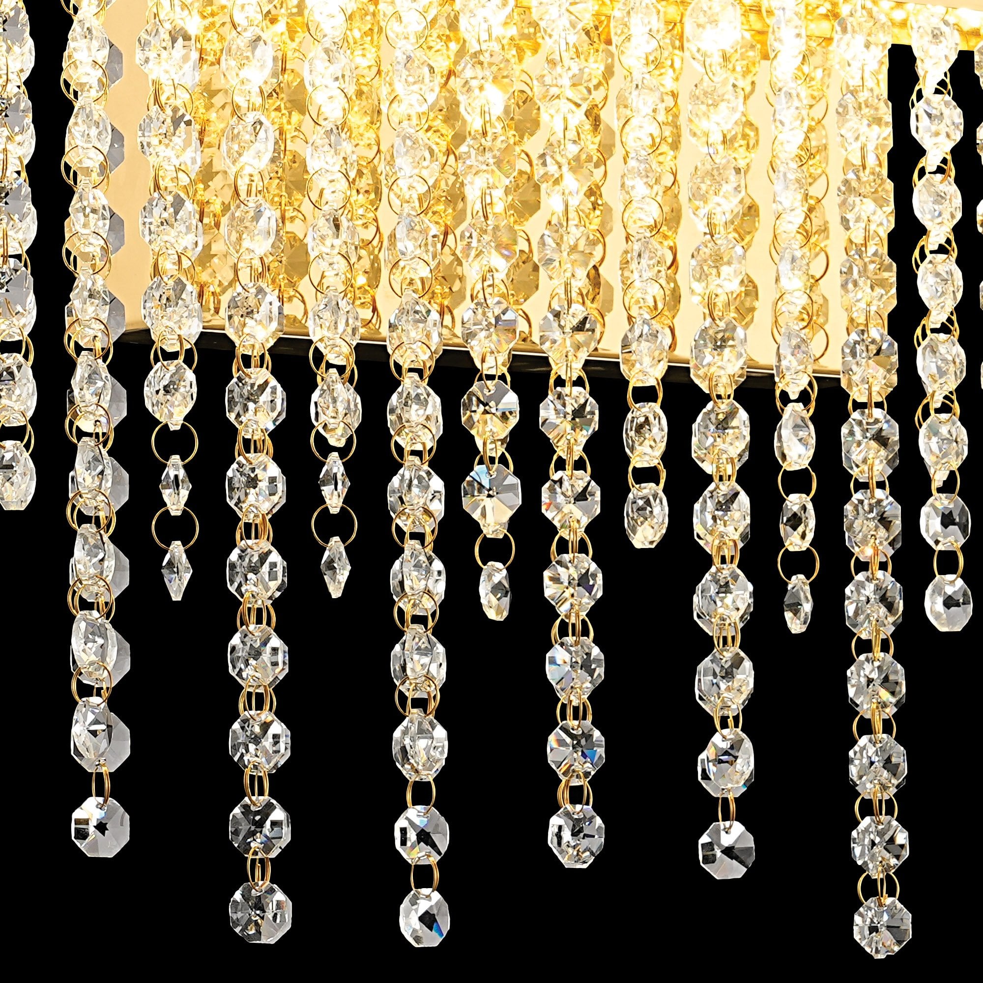 IL32881 Bano Large Dimmable Wall Light 12W LED French Gold / Crystal Chain