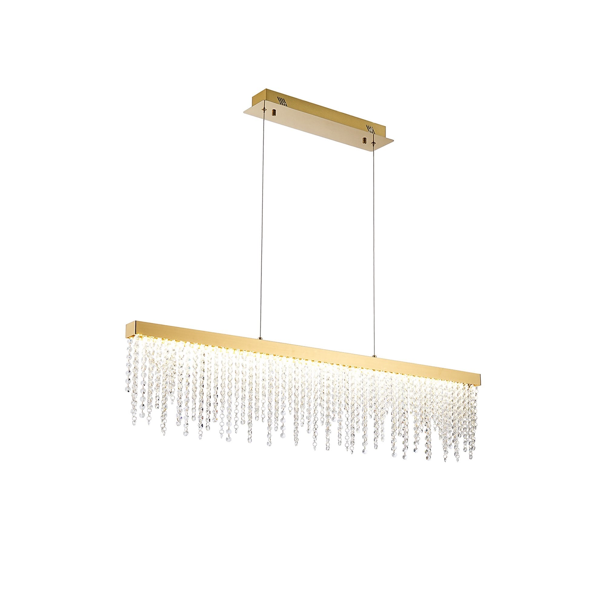 IL32877 Bano Linear Dimmable Pendant 40W LED French Gold / Crystal Chain