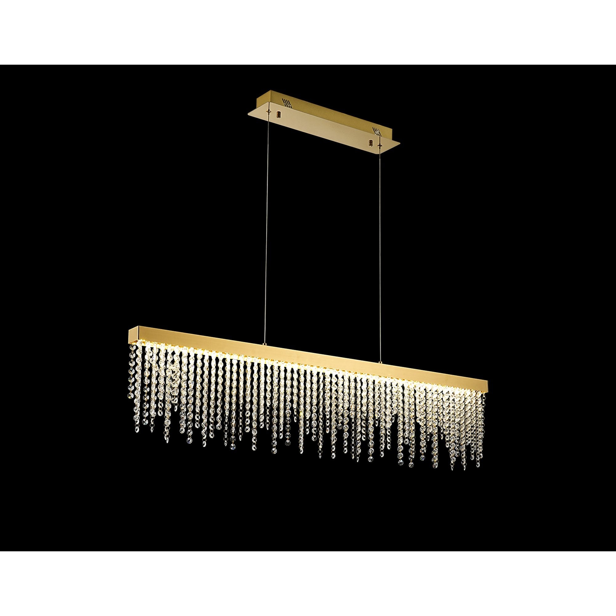 IL32877 Bano Linear Dimmable Pendant 40W LED French Gold / Crystal Chain