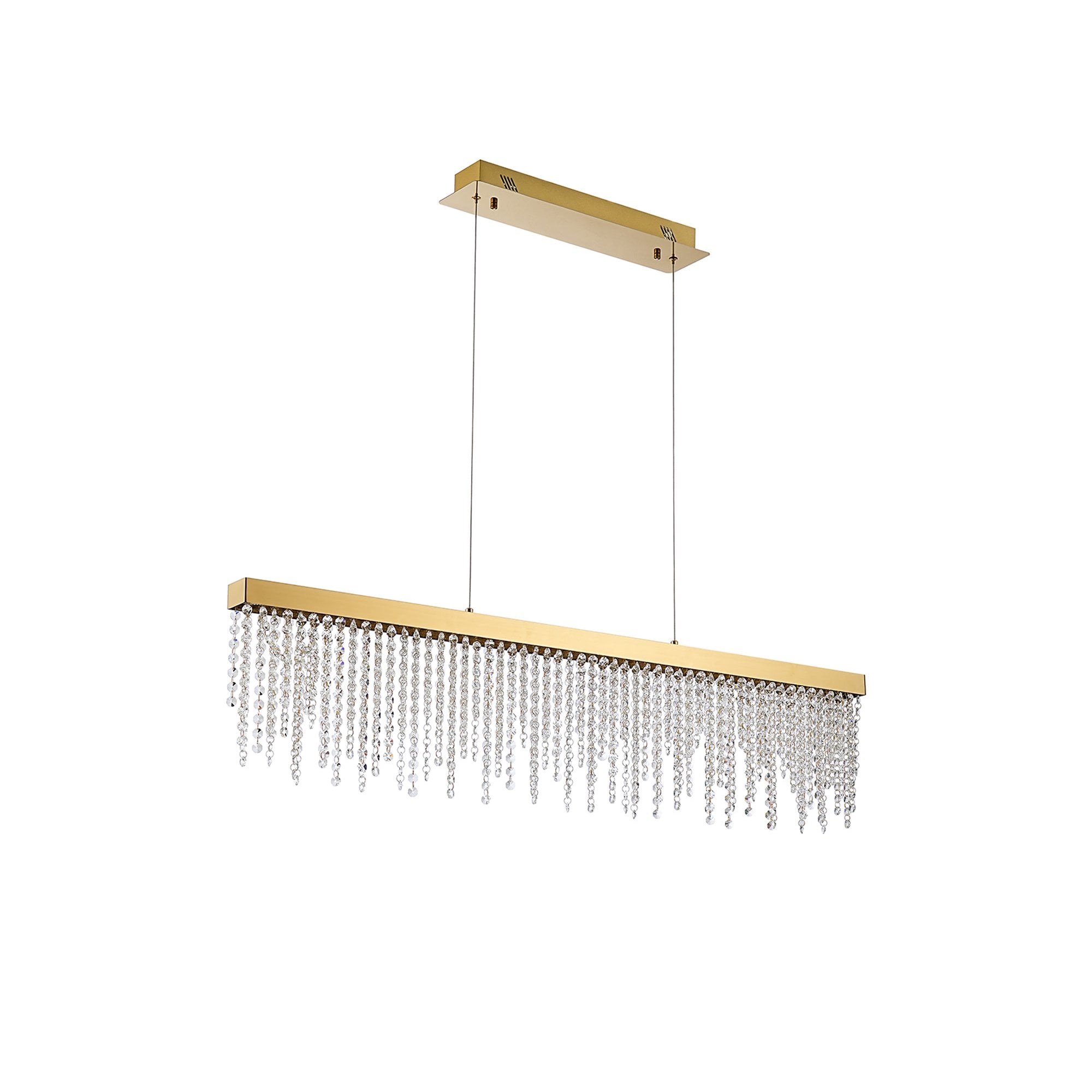 IL32877 Bano Linear Dimmable Pendant 40W LED French Gold / Crystal Chain