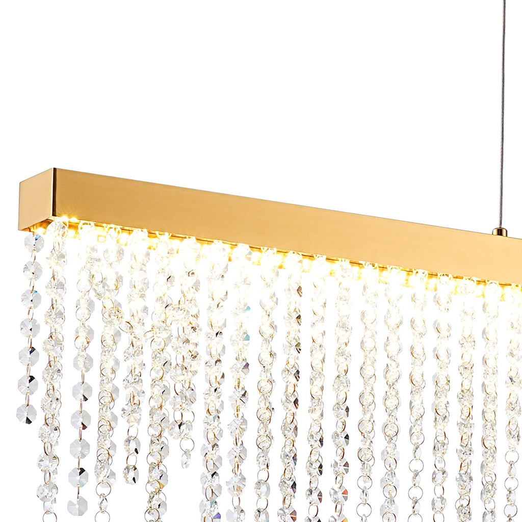 IL32877 Bano Linear Dimmable Pendant 40W LED French Gold / Crystal Chain