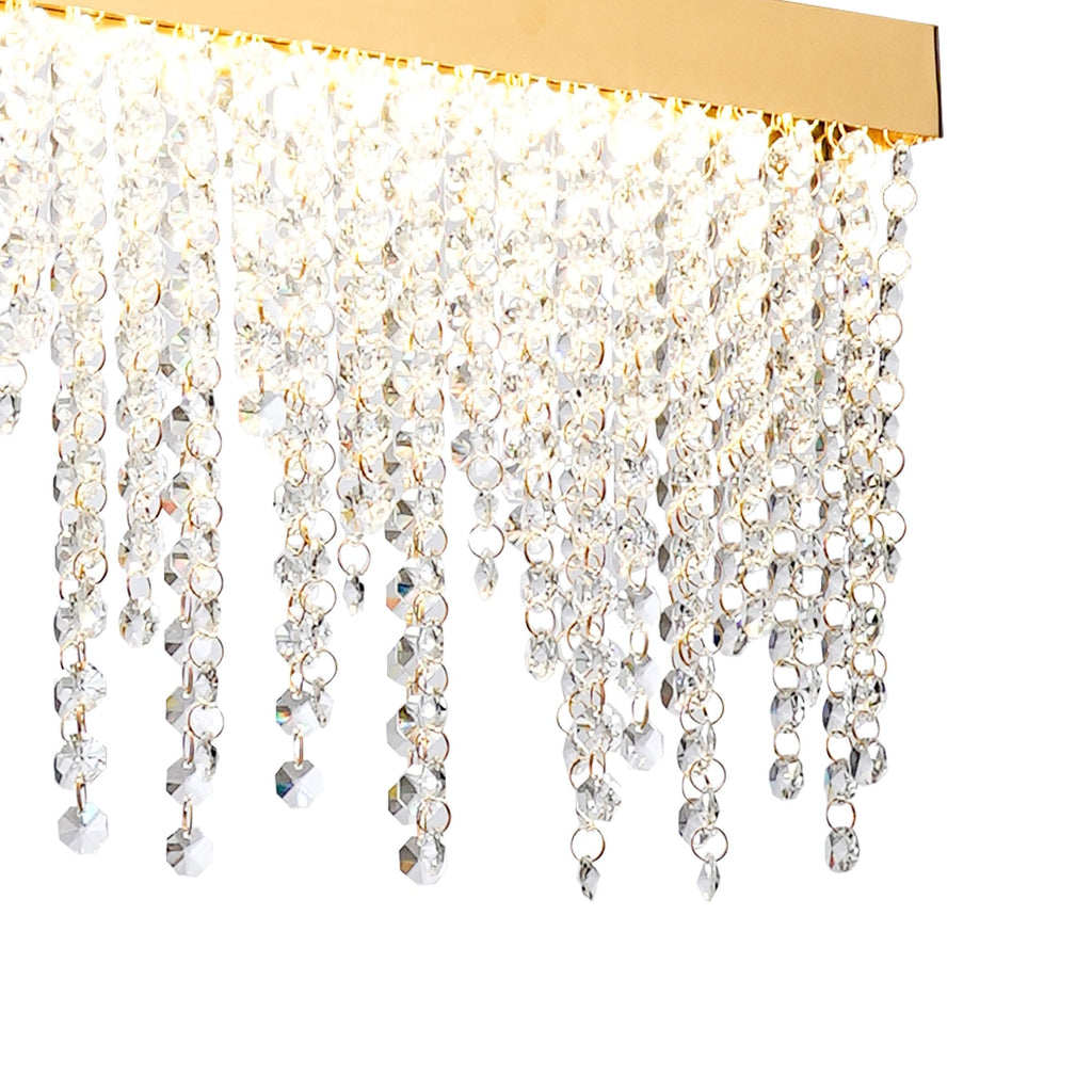 IL32877 Bano Linear Dimmable Pendant 40W LED French Gold / Crystal Chain