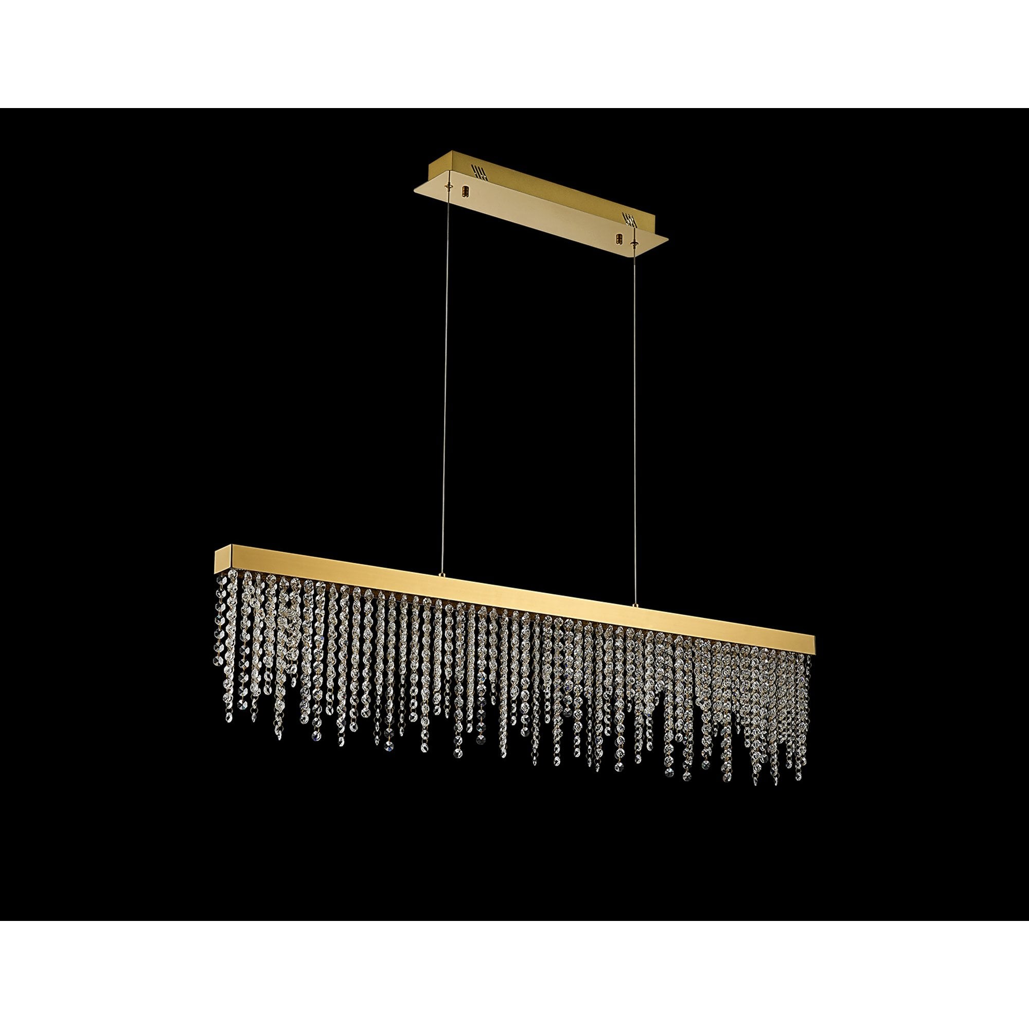 IL32877 Bano Linear Dimmable Pendant 40W LED French Gold / Crystal Chain