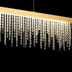 IL32877 Bano Linear Dimmable Pendant 40W LED French Gold / Crystal Chain