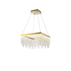 IL32873 Bano Square Dimmable Pendant 29W LED French Gold / Crystal Chain