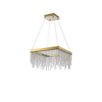 IL32873 Bano Square Dimmable Pendant 29W LED French Gold / Crystal Chain