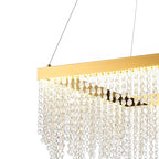 IL32873 Bano Square Dimmable Pendant 29W LED French Gold / Crystal Chain (S)