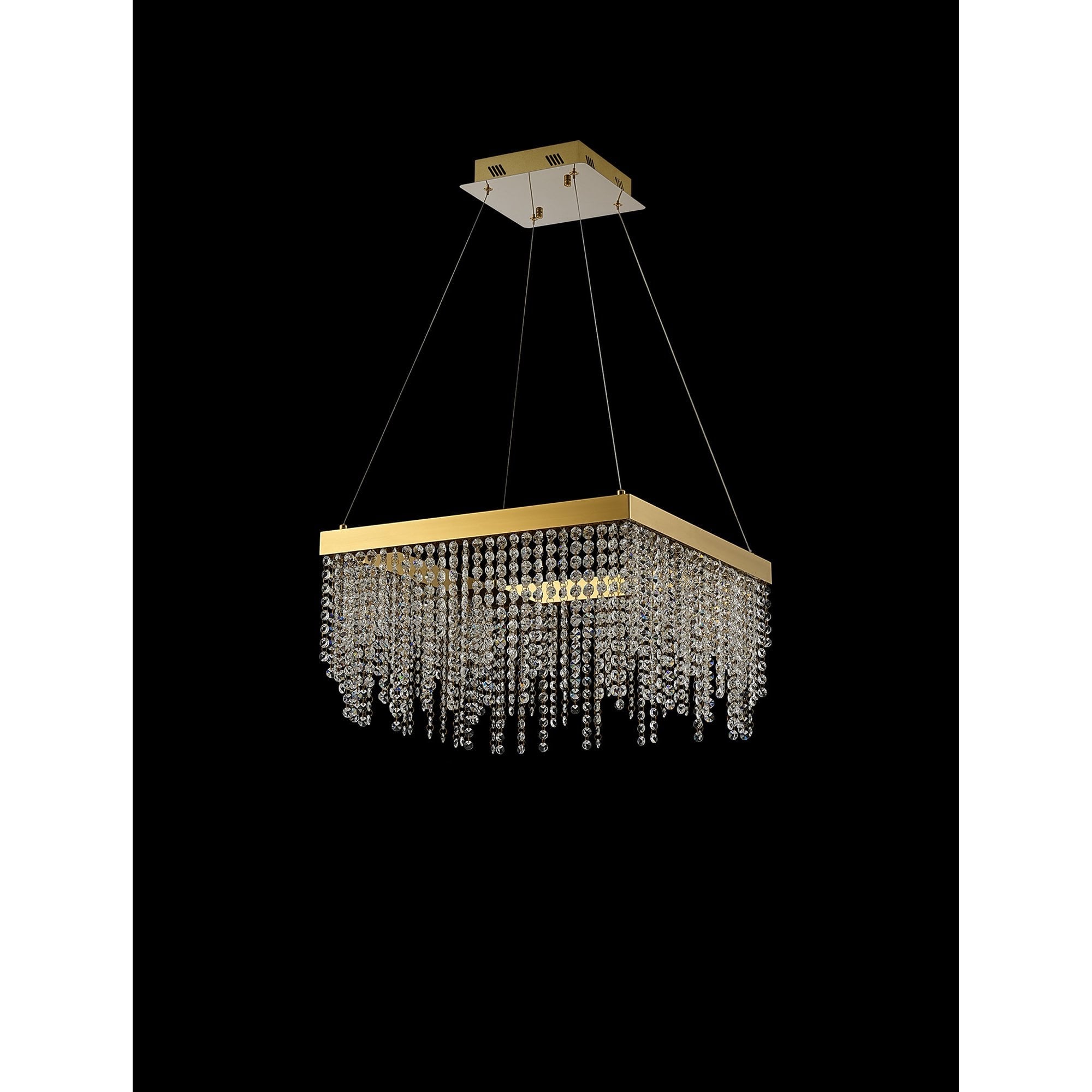 IL32873 Bano Square Dimmable Pendant 29W LED French Gold / Crystal Chain (S)