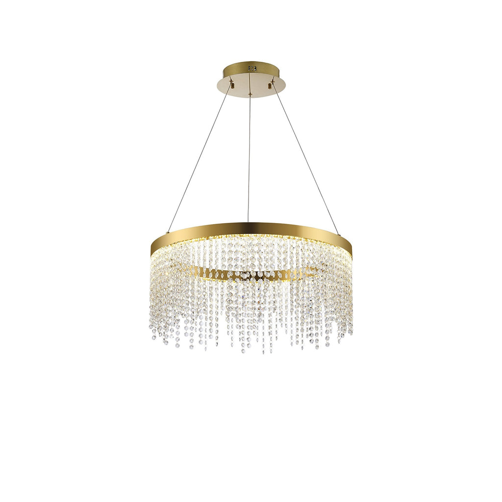 IL32871 Bano Round Dimmable Pendant 29W LED French Gold / Crystal Chain