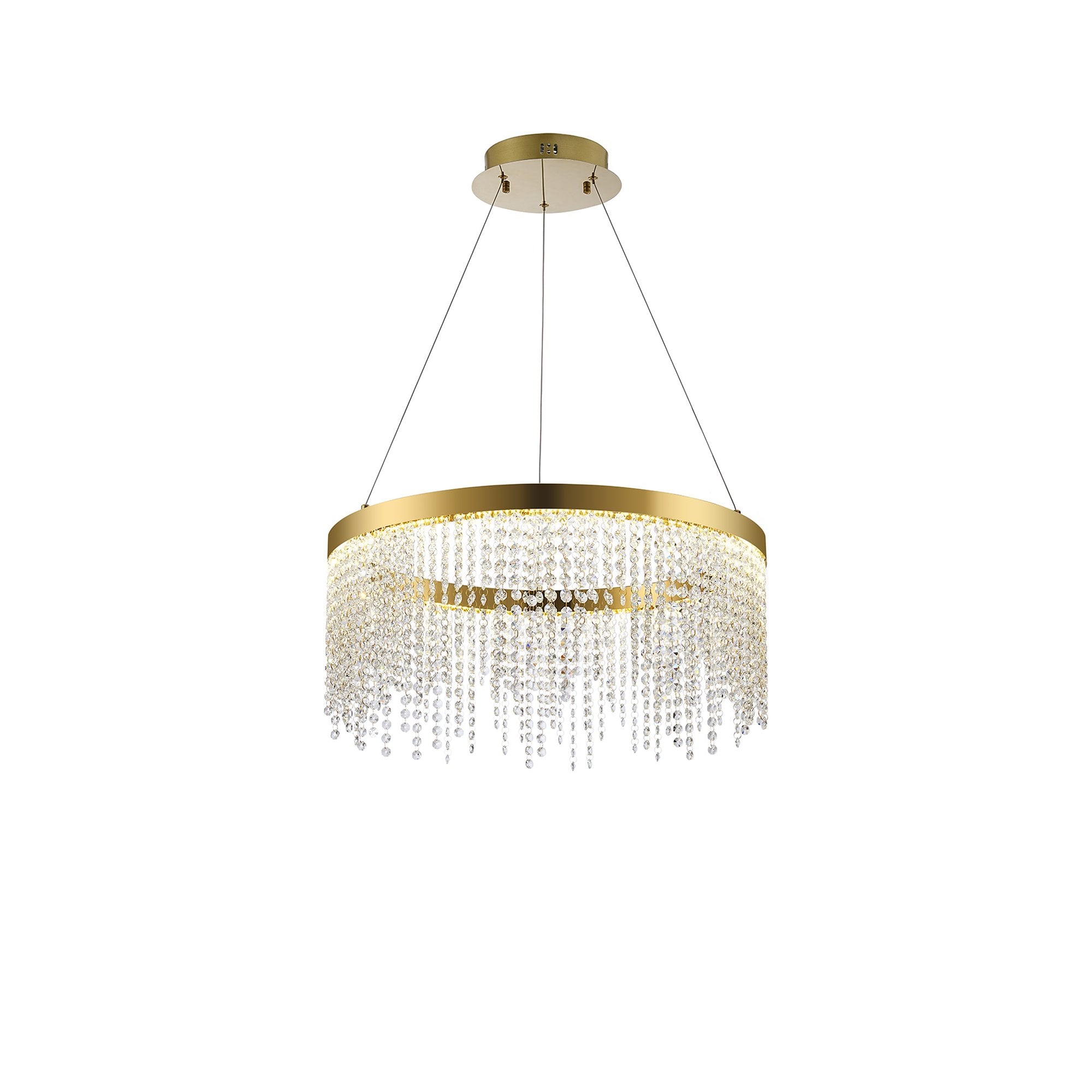 IL32871 Bano Round Dimmable Pendant 29W LED French Gold / Crystal Chain