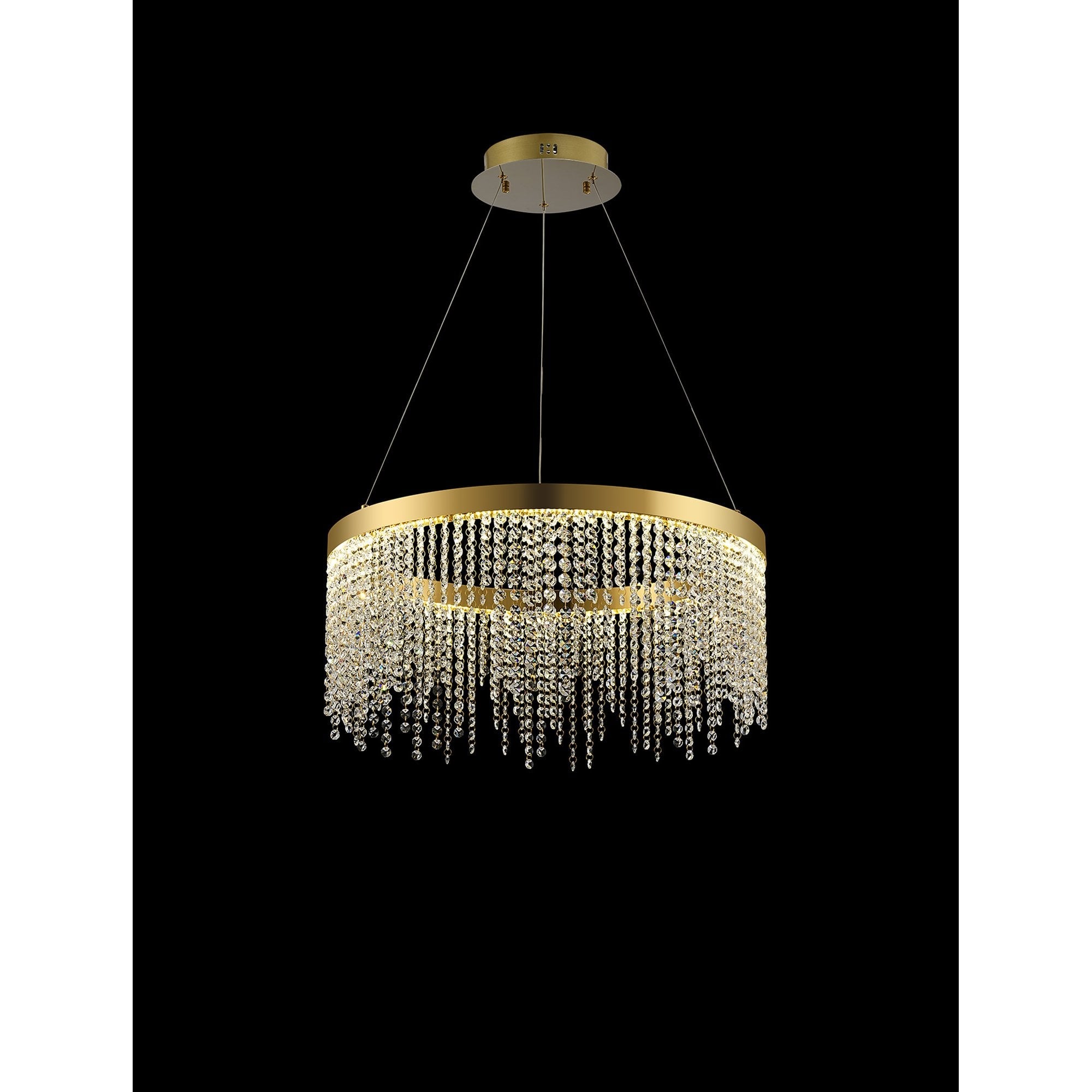 IL32871 Bano Round Dimmable Pendant 29W LED French Gold / Crystal Chain