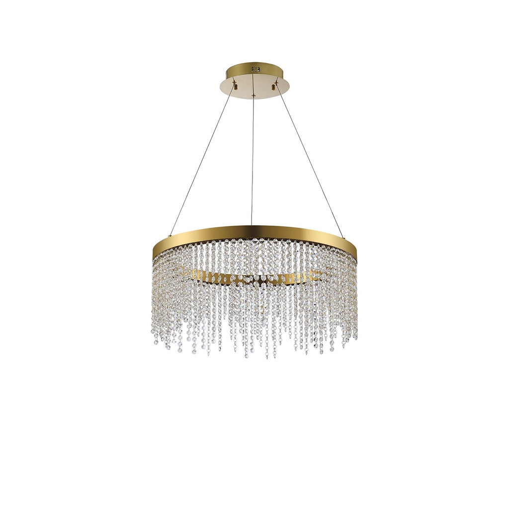 IL32871 Bano Round Dimmable Pendant 29W LED French Gold / Crystal Chain