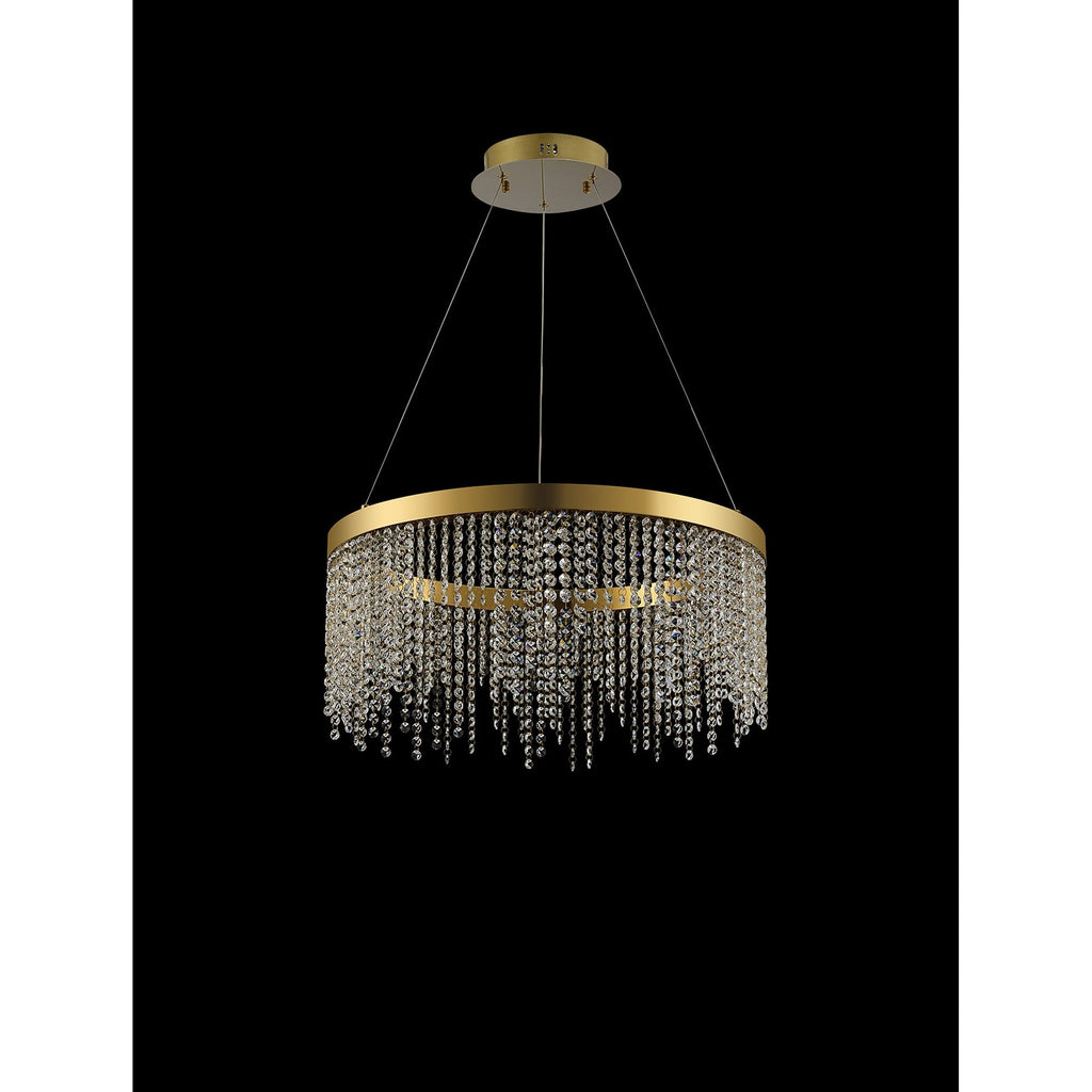 IL32871 Bano Round Dimmable Pendant 29W LED French Gold / Crystal Chain