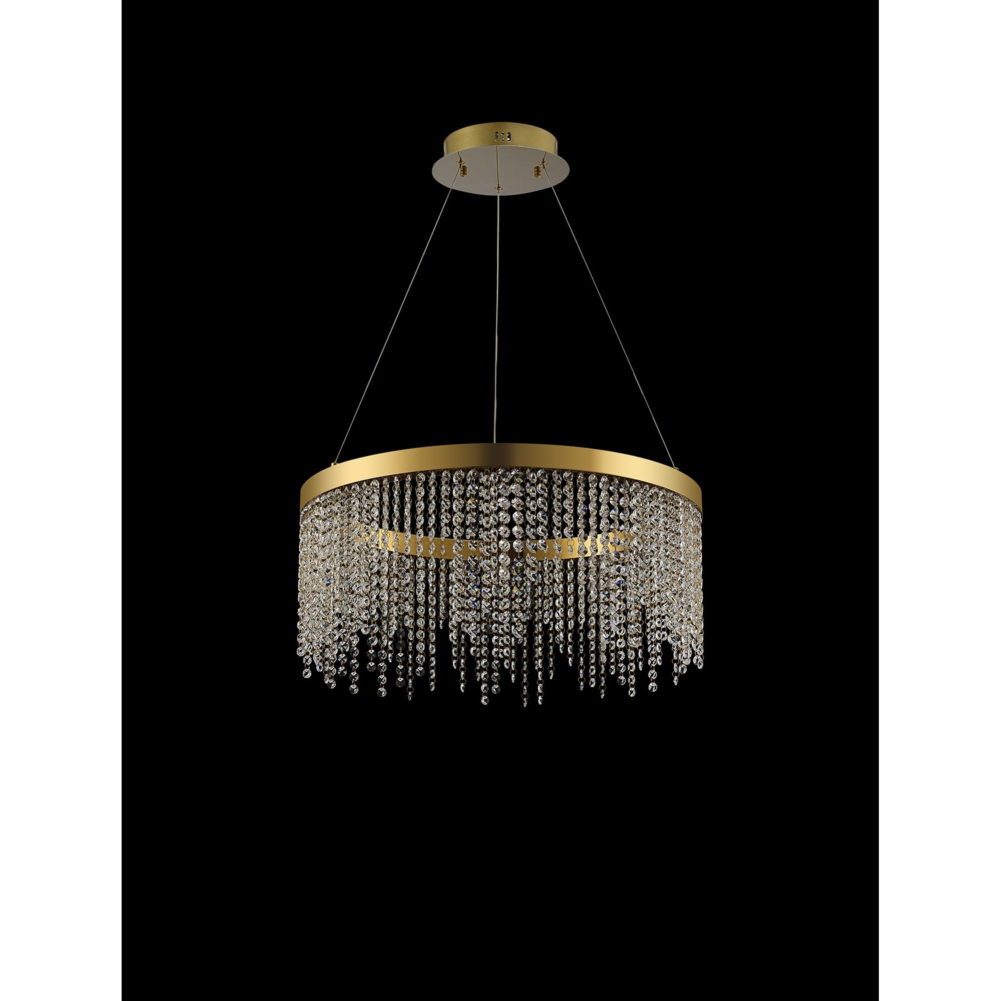 IL32871 Bano Round Dimmable Pendant 29W LED French Gold / Crystal Chain