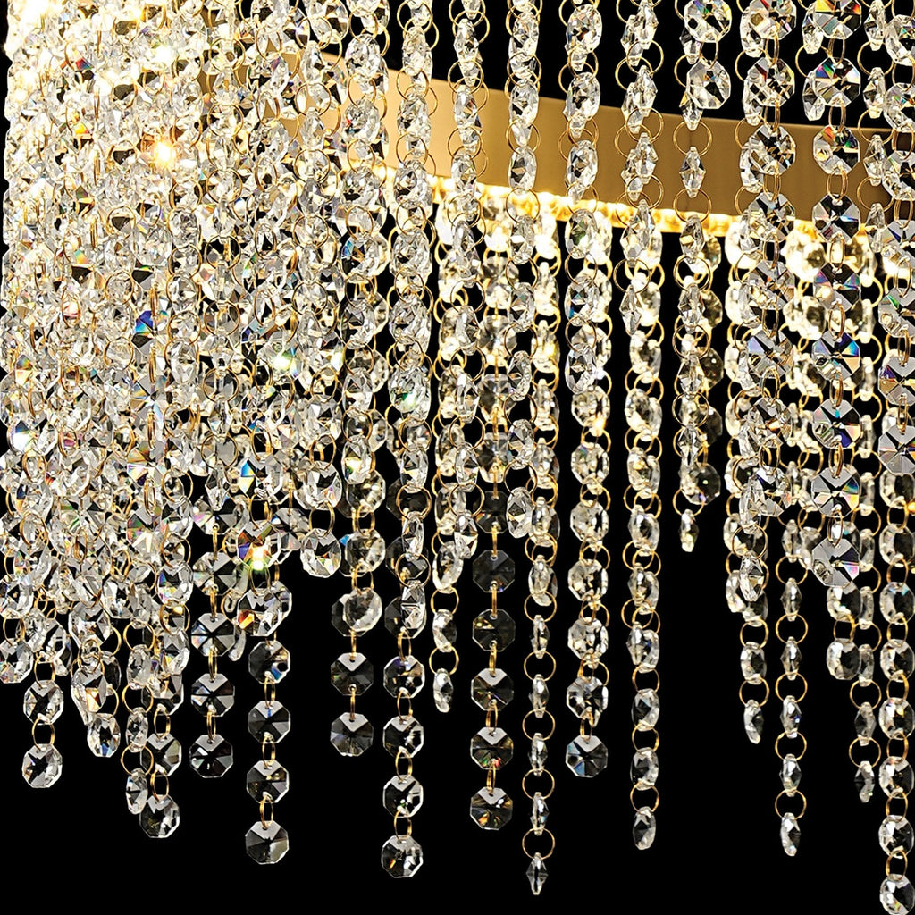 IL32871 Bano Round Dimmable Pendant 29W LED French Gold / Crystal Chain