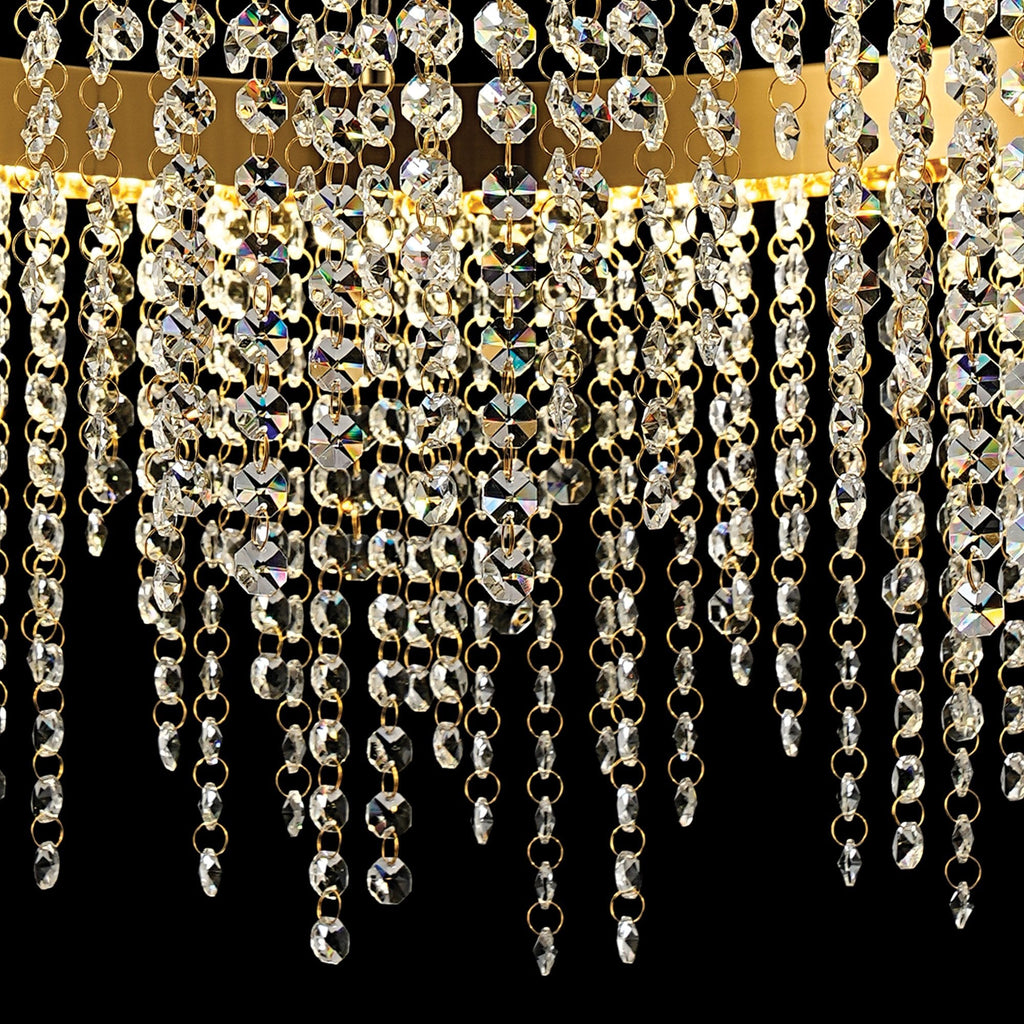 IL32871 Bano Round Dimmable Pendant 29W LED French Gold / Crystal Chain