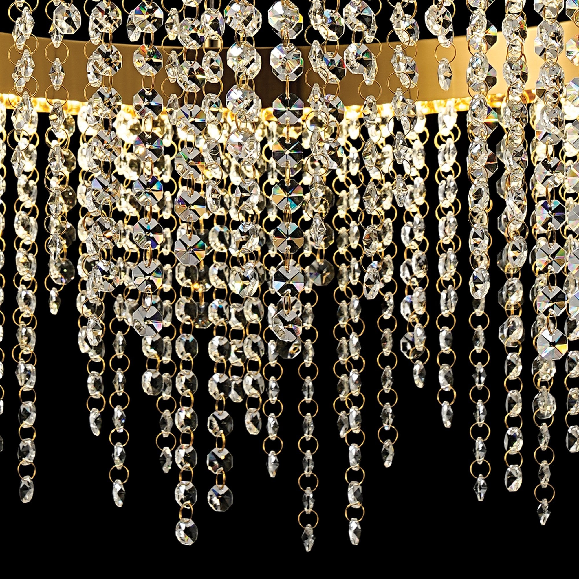 IL32871 Bano Round Dimmable Pendant 29W LED French Gold / Crystal Chain