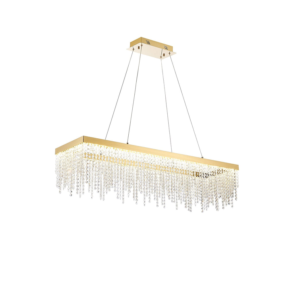 IL32875 Bano Rectangular Dimmable Pendant 40W LED French Gold / Crystal Chain