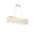 IL32875 Bano Rectangular Dimmable Pendant 40W LED French Gold / Crystal Chain