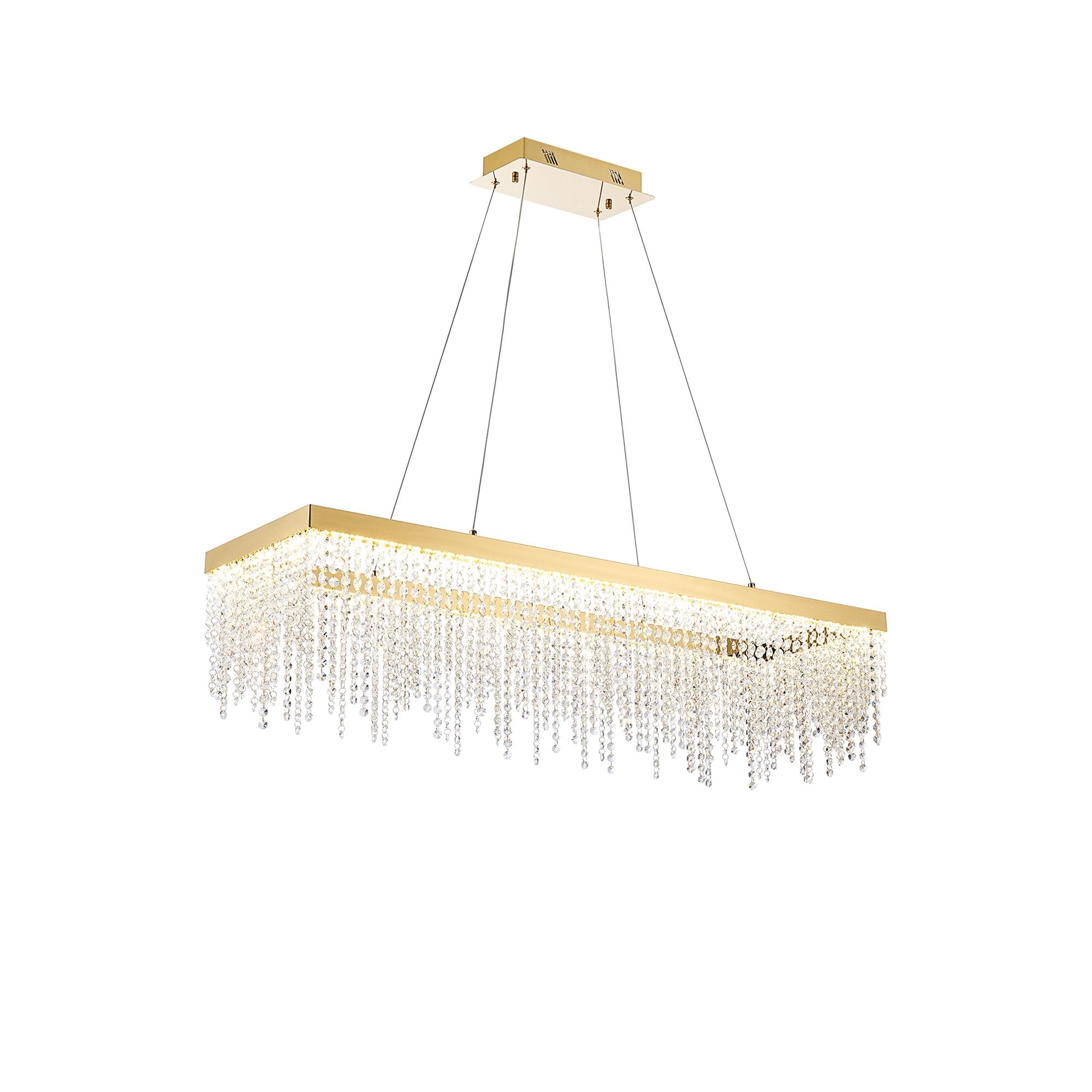 IL32875 Bano Rectangular Dimmable Pendant 40W LED French Gold / Crystal Chain (S)