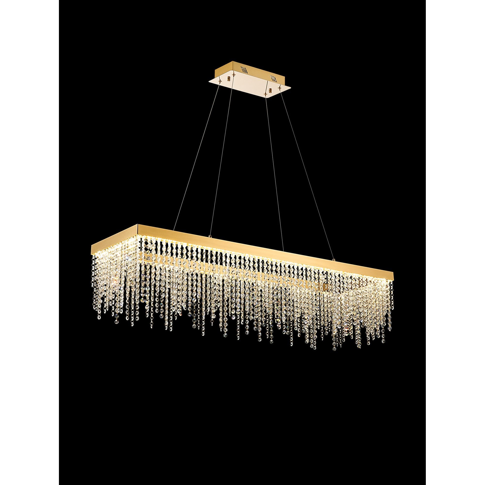 IL32875 Bano Rectangular Dimmable Pendant 40W LED French Gold / Crystal Chain