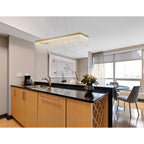 IL32875 Bano Rectangular Dimmable Pendant 40W LED French Gold / Crystal Chain (S)