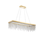 IL32875 Bano Rectangular Dimmable Pendant 40W LED French Gold / Crystal Chain