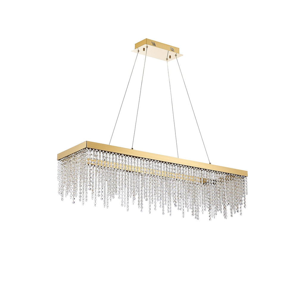 IL32875 Bano Rectangular Dimmable Pendant 40W LED French Gold / Crystal Chain (S)