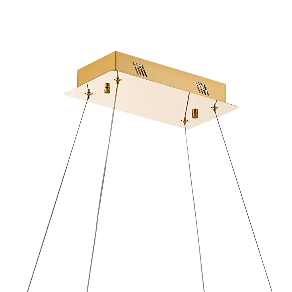 IL32875 Bano Rectangular Dimmable Pendant 40W LED French Gold / Crystal Chain (S)