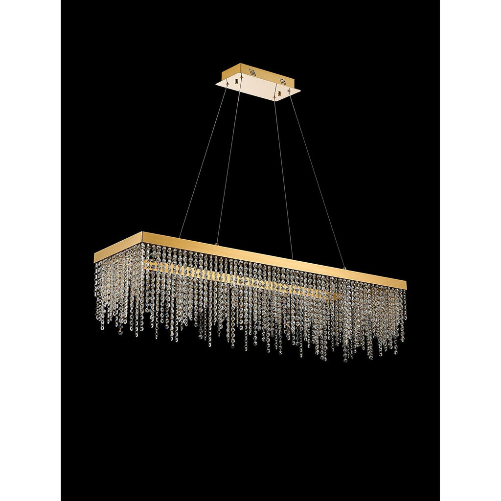 IL32875 Bano Rectangular Dimmable Pendant 40W LED French Gold / Crystal Chain