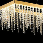 IL32875 Bano Rectangular Dimmable Pendant 40W LED French Gold / Crystal Chain
